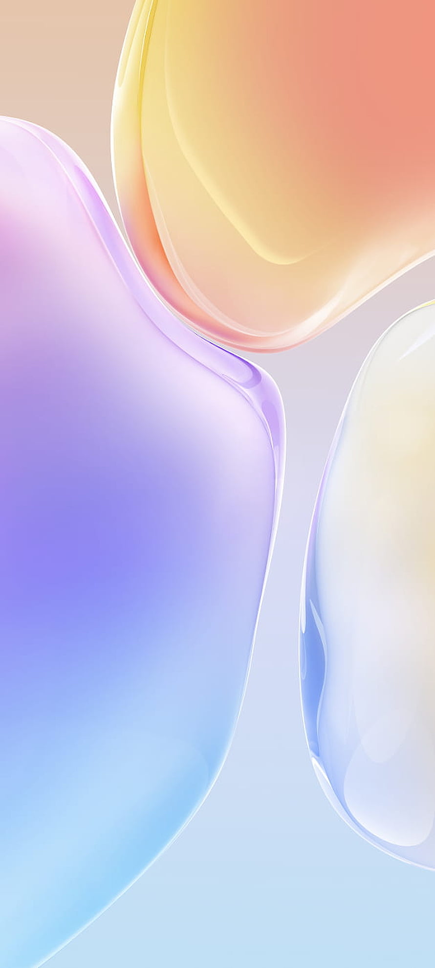 Pastel Gradient 3D Abstract Shapes with Soft Glassy Bubbles and Smooth Curves HD phone wallpaper
