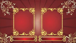 Elegant Gold Ornamental Frames on Deep Red Background for Wedding Invitations HD wallpaper
