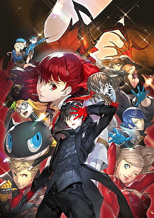 Persona 5 Royal Ensemble Key Art Featuring Joker, Morgana, and Phantom Thieves HD phone wallpaper