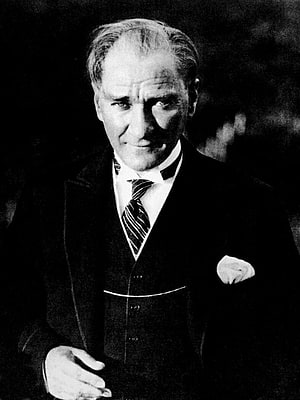 Mustafa Kemal Atatürk in Formal Three-Piece Suit with Striped Tie and Pocket Square HD phone wallpaper