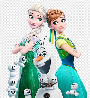 Elsa Anna and Olaf from Frozen Fever with Mini Snowmen on Transparent Background HD phone wallpaper