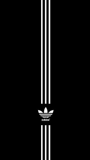 Minimalist Adidas Trefoil Logo with Three Stripes on Black Background HD phone wallpaper