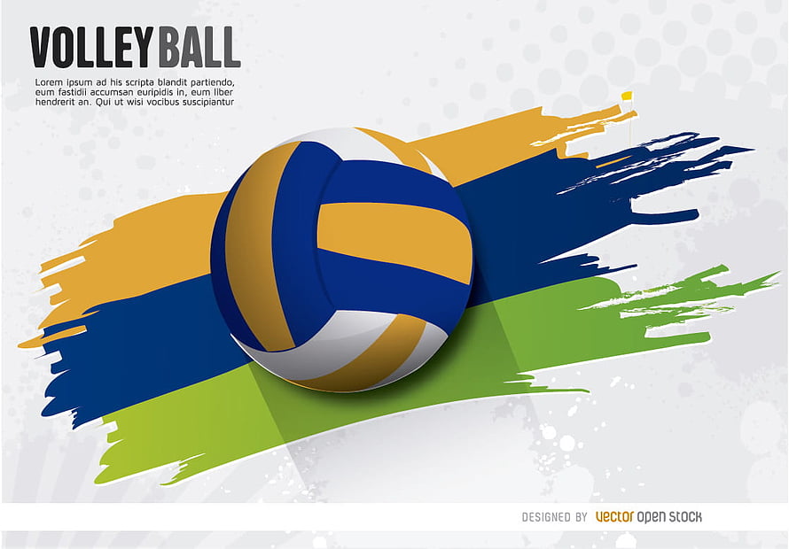 Volleyball Sport Graphic Design with Dynamic Brush Strokes and Vector Ball Illustration HD wallpaper