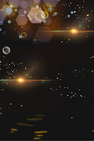 Dark Abstract Bokeh Background with Golden Hexagons and Lens Flares HD phone wallpaper