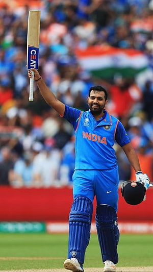 Rishabh Pant celebrating a century in the Indian cricket team blue jersey holding bat high HD phone wallpaper