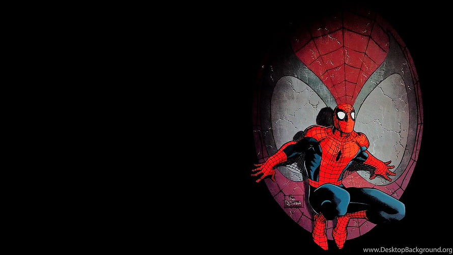 Spider-Man Crouching in Front of Stained Glass Spider Emblem on Black Background, Spider Man Computer , Backgrounds Backgrounds, spider man for pc HD wallpaper