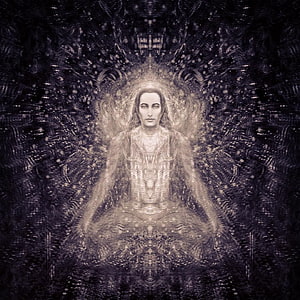 Mahavatar Babaji Spiritual Portrait with Radiant Aura and Mandala Background HD phone wallpaper