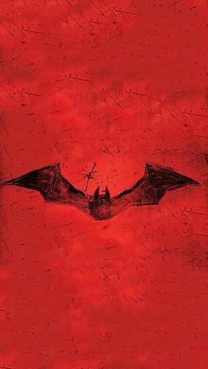 Gothic Steampunk Bat Silhouette on Distressed Red Background HD phone wallpaper