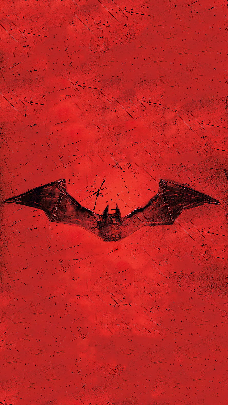Gothic Steampunk Bat Silhouette on Distressed Red Background HD phone wallpaper
