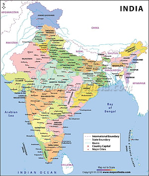 Detailed Political Map of India Showing States, Major Cities, and Neighboring Countries HD phone wallpaper