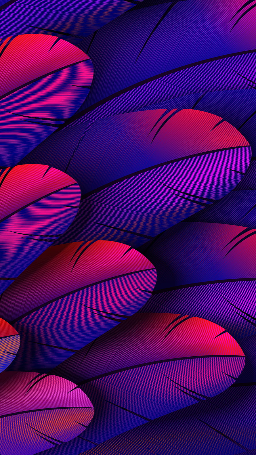 Vibrant Neon Feather Pattern Abstract Art Wallpaper HD phone wallpaper