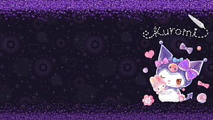 Kuromi and My Melody in a Sparkling Purple Kawaii Fantasy Scene HD wallpaper