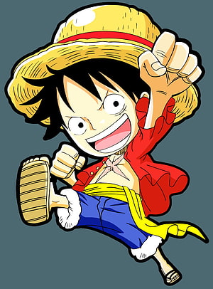 Chibi Monkey D. Luffy Jumping Pose from One Piece Anime HD phone wallpaper