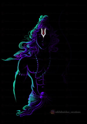 Neon Glowing Lord Shiva Digital Art Wallpaper HD phone wallpaper