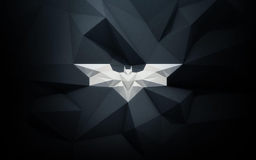 Geometric Low Poly Batman Emblem on Dark Faceted Background, 2560x1440 Modern Batman Logo YouTube Channel Cover HD wallpaper
