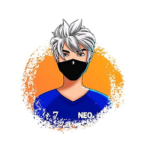 Anime Style Male Character With White Hair And Black Mask Wearing Blue Jersey HD phone wallpaper
