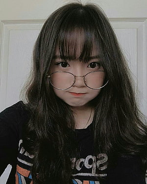 Portrait of a young woman with long dark hair and round glasses in a casual black t-shirt, Korean Ulzzang Aesthetic, ulzzang girl HD phone wallpaper