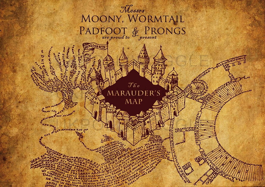 Harry Potter Marauder's Map of Hogwarts Castle on Aged Parchment HD wallpaper