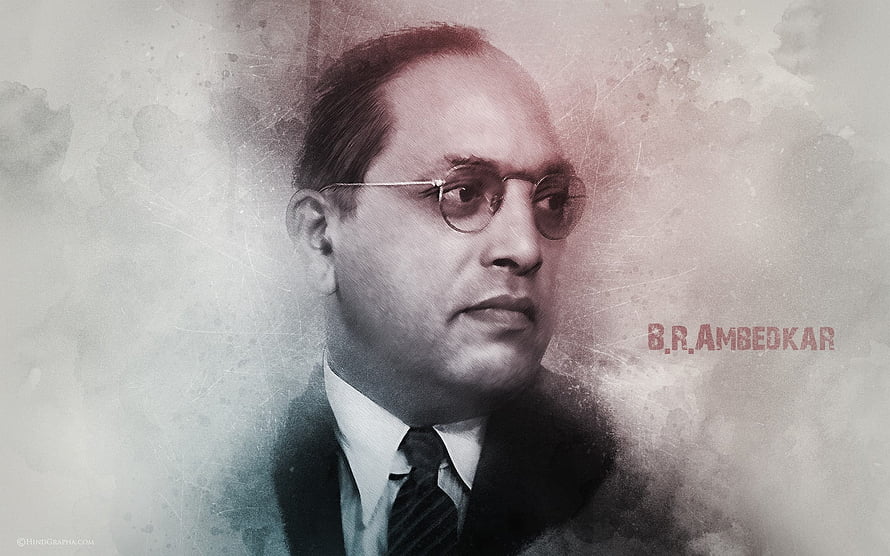 B.R. Ambedkar Portrait in Formal Suit and Round Glasses with Vintage Textured Background HD wallpaper