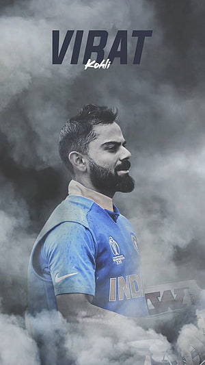 Virat Kohli in Indian Cricket Team Jersey with Smoky Background HD phone wallpaper