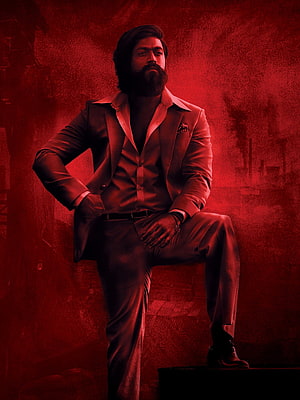Rocky Bhai KGF 2 Character Portrait in Dramatic Red Cinematic Lighting HD phone wallpaper
