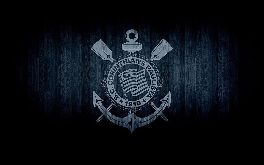 Corinthians Paulista Club Emblem on Dark Wood Background HD wallpaper