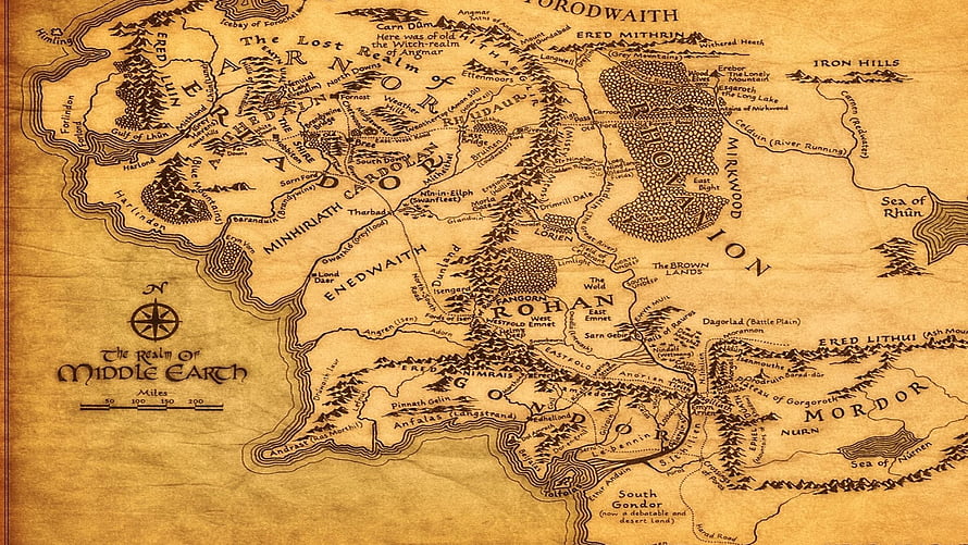 The Realm of Middle Earth Fantasy Map from Lord of the Rings HD wallpaper
