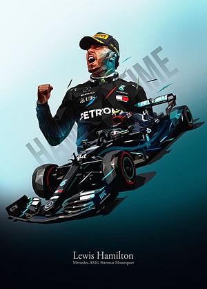 Lewis Hamilton Mercedes-AMG Petronas F1 Racer Low Poly Digital Art Poster HD phone wallpaper