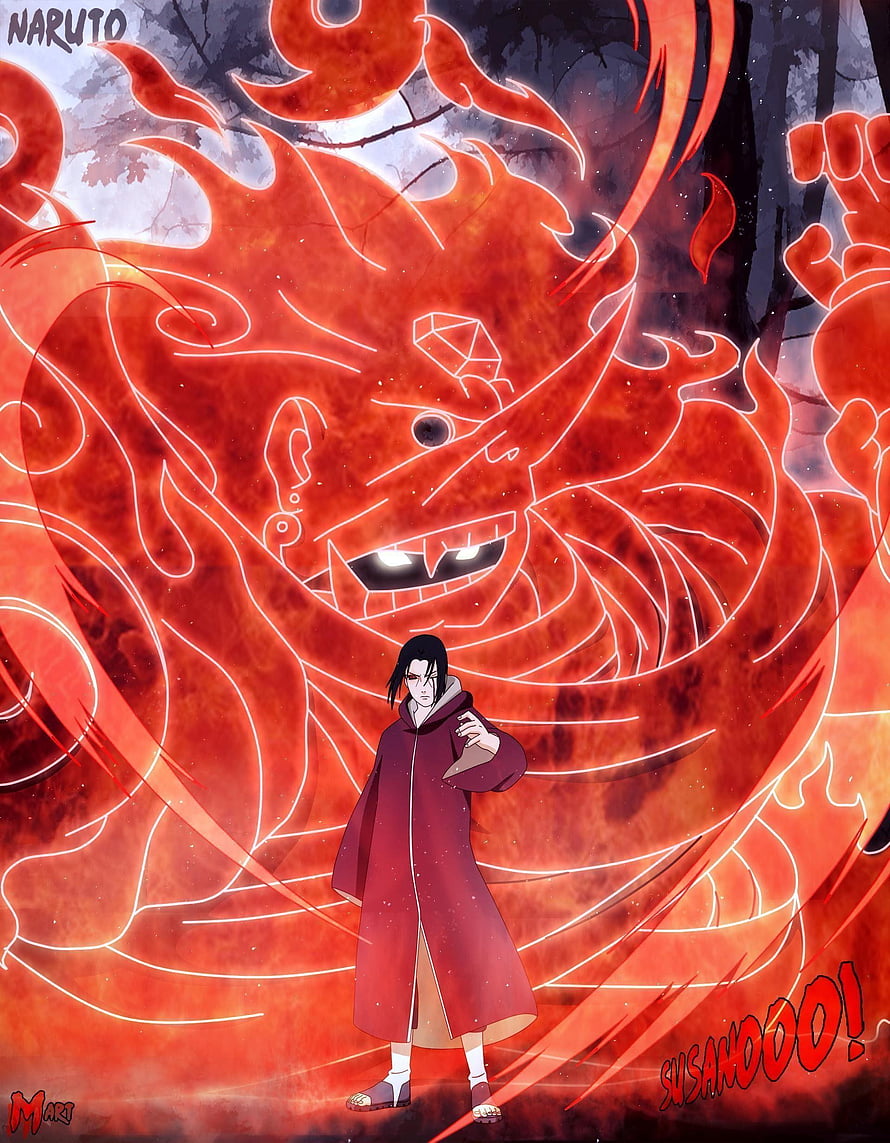 Itachi Uchiha Summoning Giant Firebird Susanoo Anime Wallpaper HD phone wallpaper