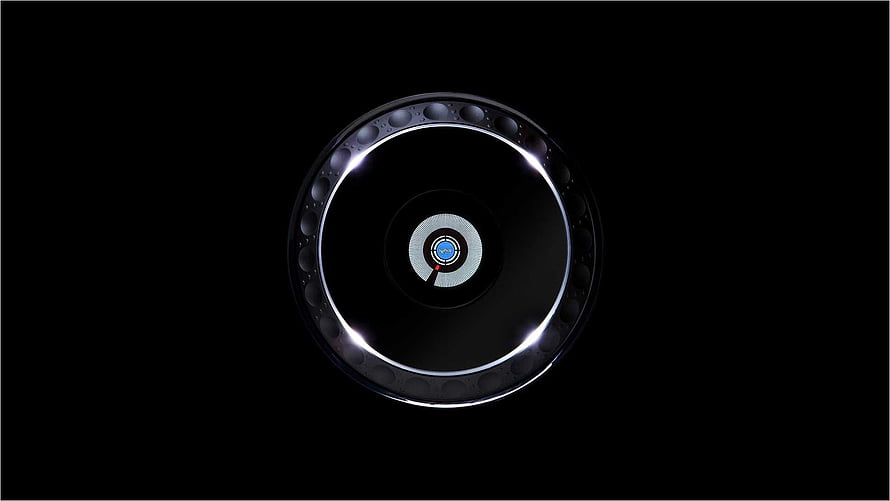Pioneer DJ Turntable Platter with Blue Center on Black Background HD wallpaper