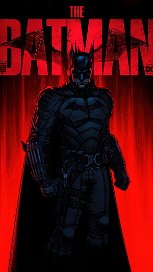 The Batman Movie Poster Artwork Featuring Dark Knight in Tactical Suit Against Red Background, The Batman Movie , #the batman movie HD phone wallpaper