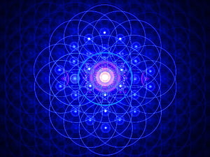 Mystical Blue Sacred Geometry Flower of Life Mandala with Glowing Center, 4 Flower of Life, sacred geometry HD wallpaper