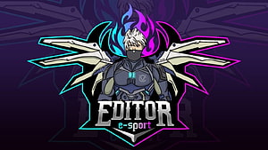 Editor Esport Gaming Logo With Anime Character And Neon Wings HD wallpaper