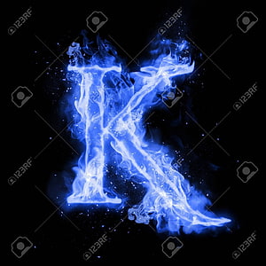 Glowing Blue Letter K Formed From Magical Fire And Sparks On Black Background HD phone wallpaper
