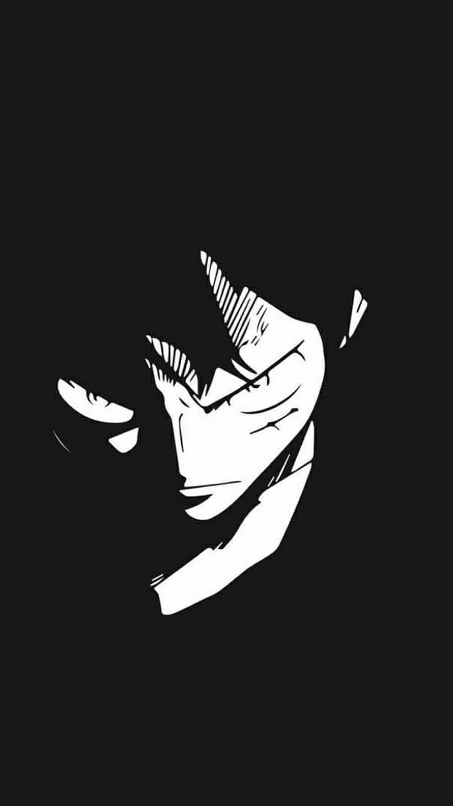 Minimalist Black and White Anime Character Portrait HD phone wallpaper