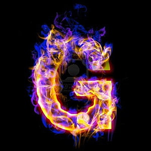 Vibrant Neon Letter G Formed by Swirling Purple and Orange Fire on Black Background HD phone wallpaper