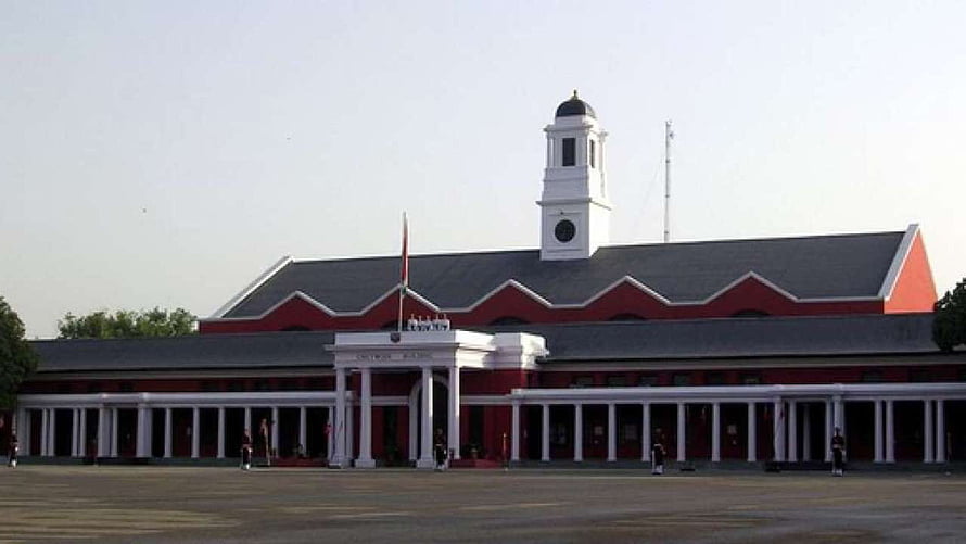 Indian Military Academy Dehradun Red Building With Clock Tower And Parade Ground HD wallpaper
