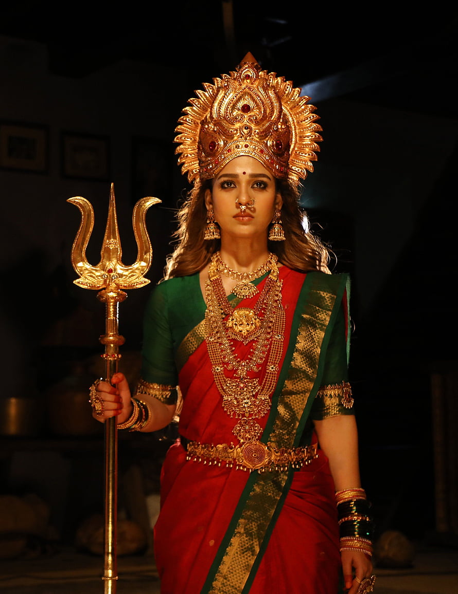 Mookuthi Amman Portrait in Traditional Red Saree with Golden Trishula and Ornate Headdress, Pin on My Saves, mookuthi amman HD phone wallpaper