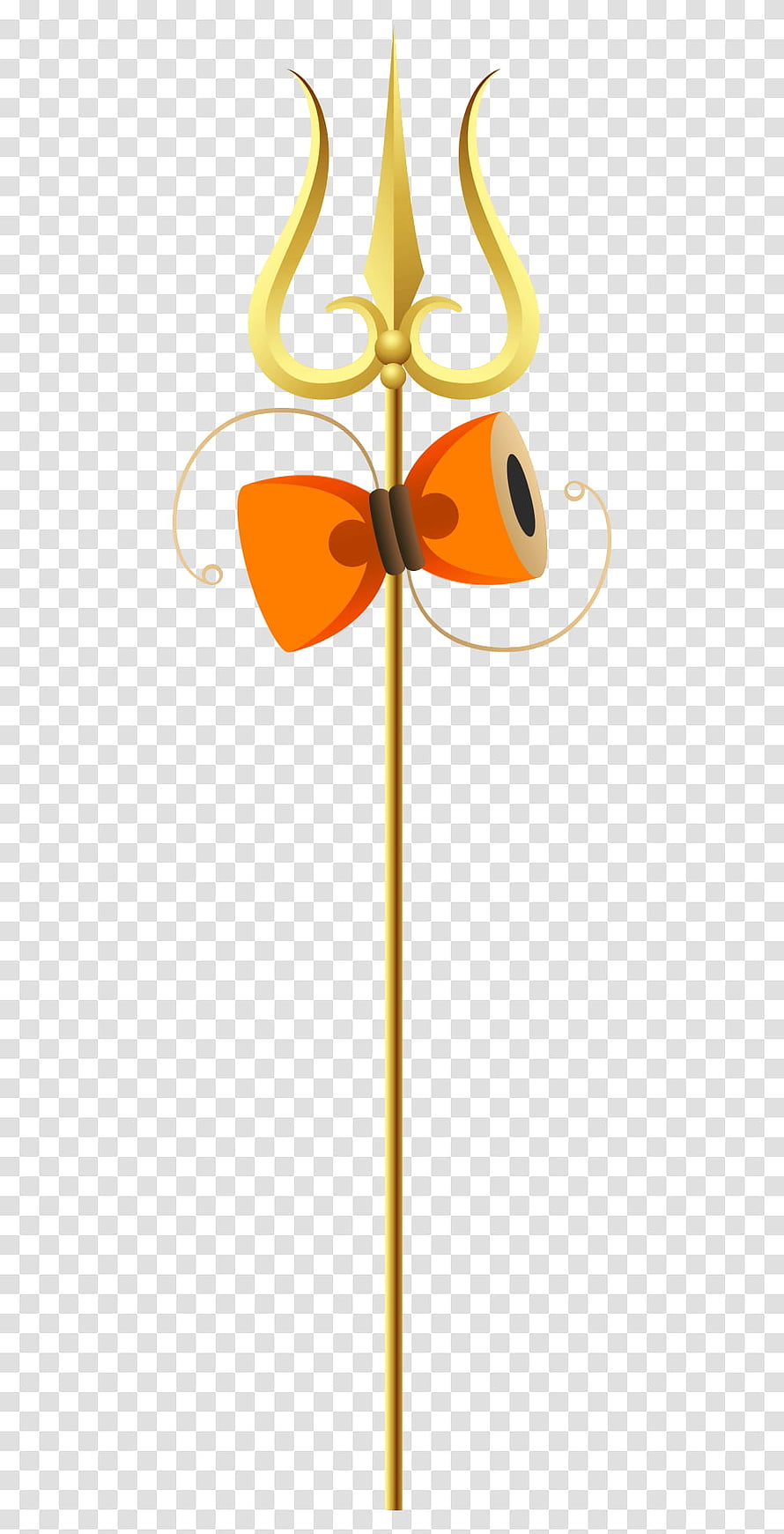 Golden Trishul with Orange Bow Tie on Transparent Background HD phone wallpaper
