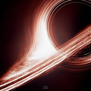 TON 618 Abstract Light Streaks and Circular Orb on Dark Background HD phone wallpaper