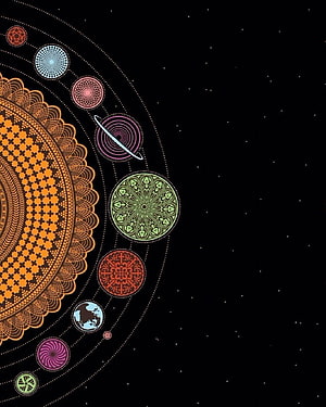 Mandala Solar System Artwork With Intricate Planetary Patterns On Black Space Background, Apple Watch Face Marvel, omnitrix amoled HD phone wallpaper