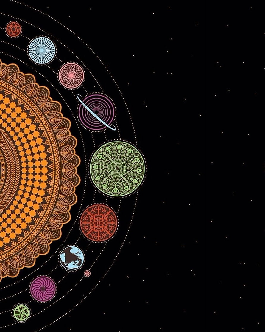 Mandala Solar System Artwork With Intricate Planetary Patterns On Black Space Background, Apple Watch Face Marvel, omnitrix amoled HD phone wallpaper