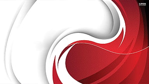 Abstract Red and White Swirling Curves with Diagonal Stripes and Soft Shadows HD wallpaper
