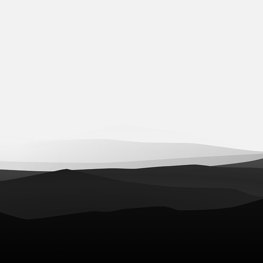 Minimalist Black and White Mountain Landscape with Layered Silhouettes and Soft Gradient Sky HD phone wallpaper