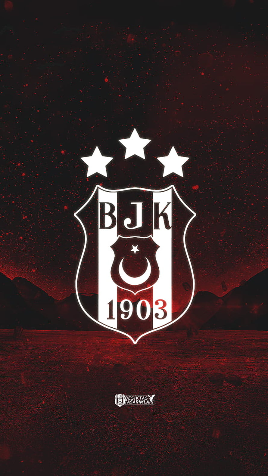 Besiktas JK 1903 Club Crest With Three Stars On Dark Red Particle Background HD phone wallpaper