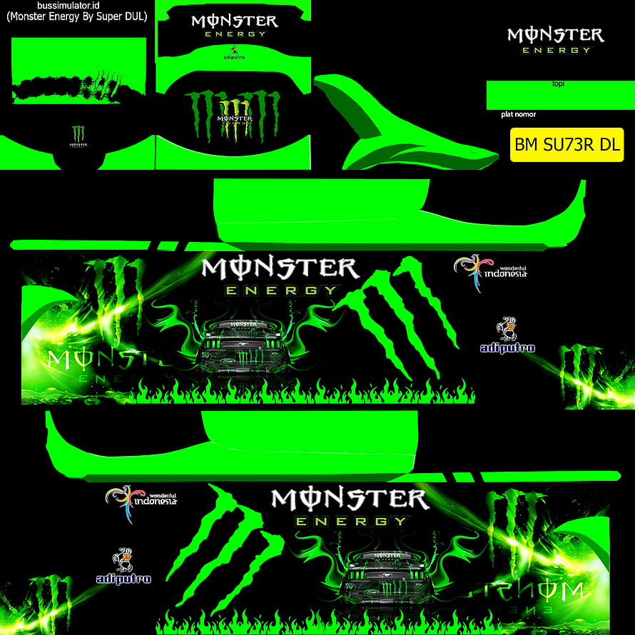 Monster Energy Green Bus Simulator Skin Decal Wrap Design HD phone wallpaper
