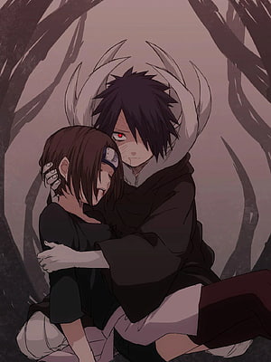 Itachi Uchiha and Kisame Hoshigaki embracing in a dark forest setting anime wallpaper HD phone wallpaper
