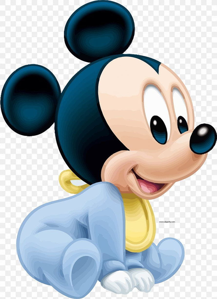 Baby Mickey Mouse in Blue Onesie and Yellow Bib HD phone wallpaper