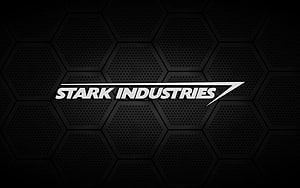 Stark Industries Logo on Dark Hexagonal Metal Background HD wallpaper