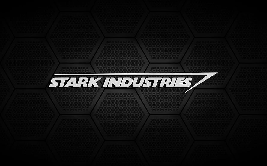 Stark Industries Logo on Dark Hexagonal Metal Background HD wallpaper